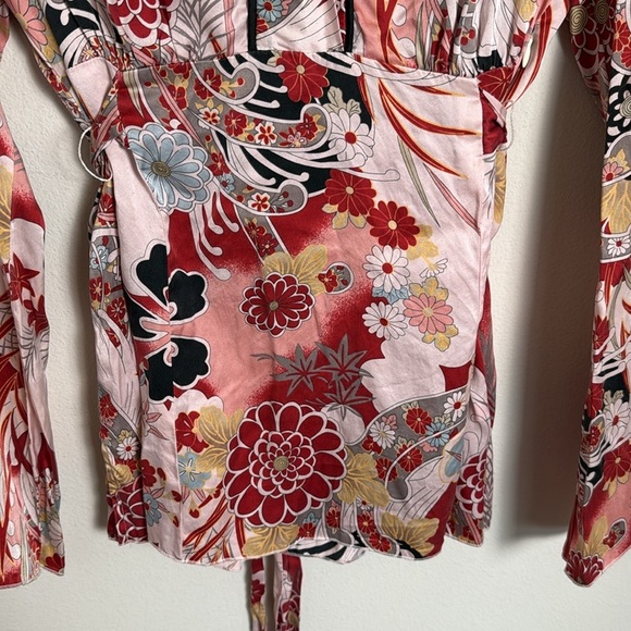 Jonathan Martin Y2K 2000s Silk Floral Blouse Size Small Baddie - Picture 6 of 7